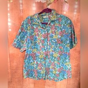 Vintage Victoria Jones floral button-down shirt size 22W
